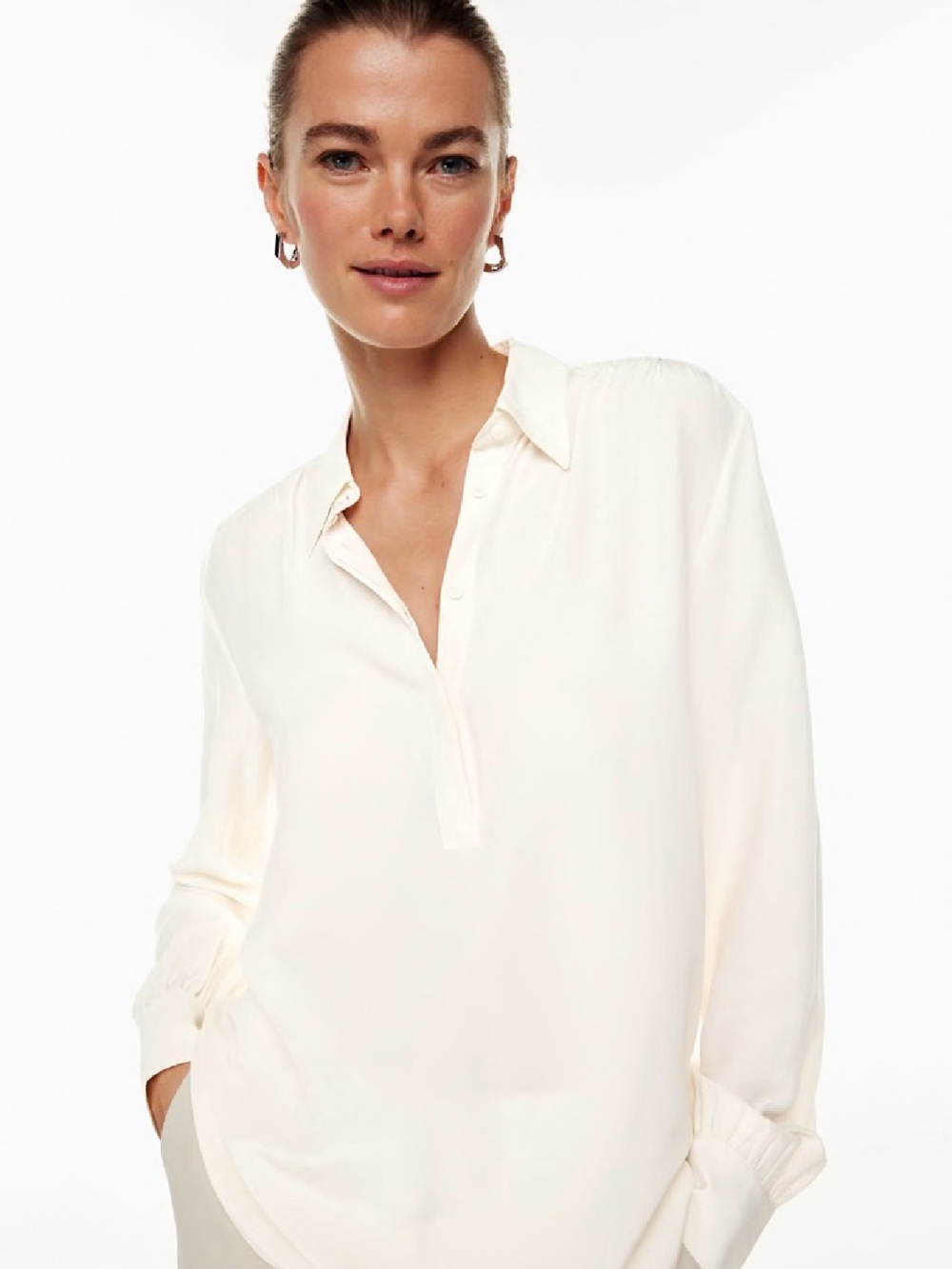 Babaton Kauffman Cream Long Sleeve Blouse